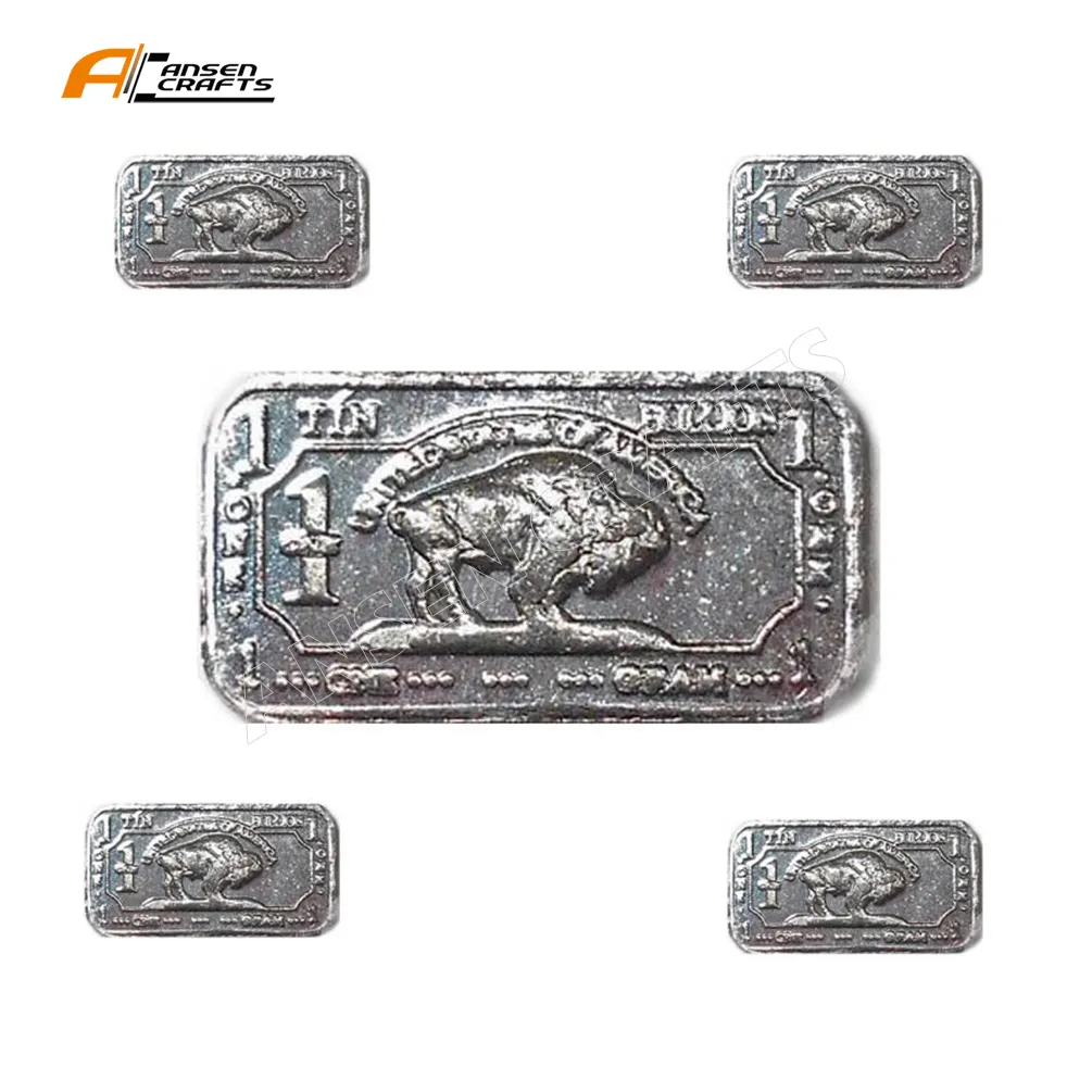 Fine .999 Elements Buffalo Pure Tin Metal 1gram Bar Ingot