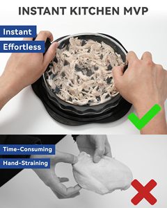 Déchiqueteuse de viande visible à bande antidérapante Outil de déchiquetage de poulet Twist avec brosse et fourchette pour porc boeuf poulet - Product Image 4