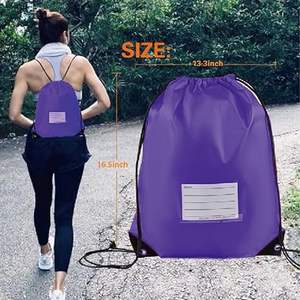 Sac à cordon en nylon imperméable personnalisé avec logo recyclé, sac à dos de sport de plein air, sac à cordon imprimé en polyester personnalisé - Product Image 6