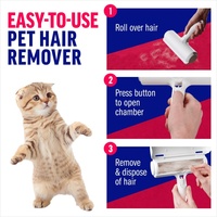 Rouleau anti-poils pour animaux de compagnie en plastique auto-nettoyant réutilisable, brosse à poils d'animaux et à peluches avec oreilles pour un toilettage professionnel