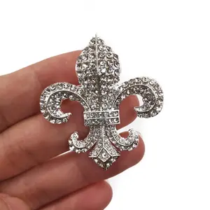 wholesale flatback rhinestone fleur de lis brooch