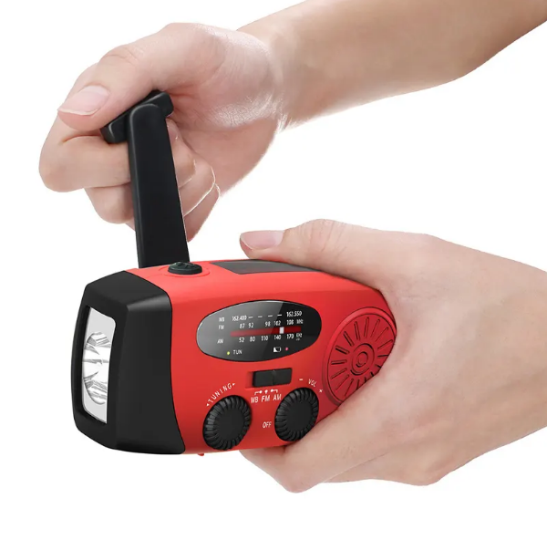 Portable Mini Pocket Home Outdoor Solar Hand Crank dynamo Emergency Radio with Led Torch