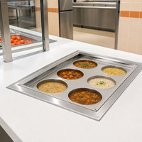 Bain-marie commercial encastrable rectangulaire en acier inoxydable 304 pour maintien au chaud des soupes et aliments pour buffet