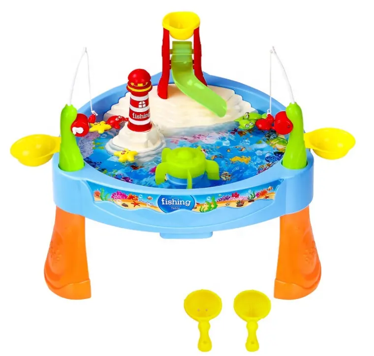 Penjualan Terlaris Online Set Permainan Anak-anak dan Balita, 23 Buah dengan Musik dan Permainan Memancing Ringan Meja Air Judi untuk Anak-anak dan Balita, Warna-warni