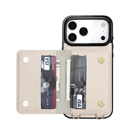 Livre Flip porte-carte en cuir téléphone couverture arrière pour Ipone 7 8 15 16 17 Pro Max RFID bloquant bandoulière téléphone sac à main étui pour les filles
