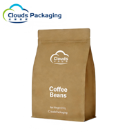 Sachets d'emballage thermoscellables compostables, sacs d'emballage autoportants biodégradables en papier kraft pour grains de café