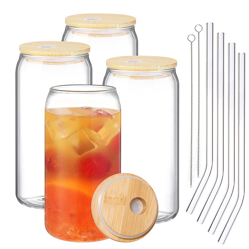 480ml 4pack/ set  with clean brush glass straw Crystal Tumbler Glasses glass cup