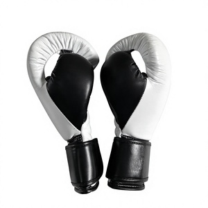 Genuine Cowhide Leather Boxing Gloves Black White Hook Loop Training and Sparring Gloves for Boxing <b>Gyms</b> MMa Gloves Punching <b>Bag</b> - Product Image 4