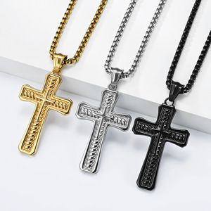 yunnique retro spiral cross necklace, men's niche punk style <b>titanium</b> steel non-fading jewelry, Dongguan manufactur - Product Image 1
