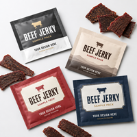 Sachets d'emballage personnalisés à trois soudures latérales pour bœuf séché, petits sachets pour échantillons de viande séchée
