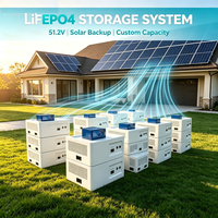 Système de stockage d'énergie domestique monté sur rack avec BMS 10KWH 15KWH 51.2V 200Ah 300Ah 600Ah, batterie solaire, entrepôt UE