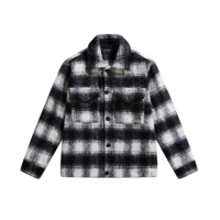 Manteau long décontracté vintage pour homme en laine/polyester écologique imperméable à carreaux, col rabattu, brossé, épais et chaud