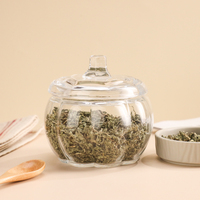 Pot en verre transparent pour miel et beurre de cacahuète, 580 ml, en forme de citrouille, vide, pour poivre, sucre, épices, noyaux, avec couvercle en verre