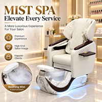 Fauteuil de pédicure électrique, fauteuil de spa pour les pieds, fauteuil de massage pour salon de manucure avec dossier inclinable, bain de pieds à remous et lumière LED