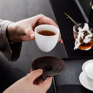 Creative Round Alloy <b>Teacup</b> Coasters With Magnet Tea Set Accessories For Japanese Tea Ceremony - Product Image 3