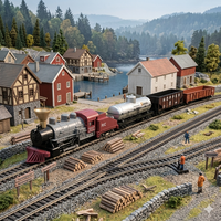 Set de Tren a Escala 1/87, Locomotora de Vapor Flat Boy, Tren Eléctrico con Vagón de Carga, Escala HO, Trenes de Juguete