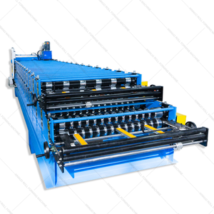 מכונת עיצוב גגות דו-שכבתית מסוג Xinnuo C10+C21 מתוצרת רוסיה, לייצור רעפים צבעוניים, עם בקרת PLC ומנוע ליבה. - Product Image 1