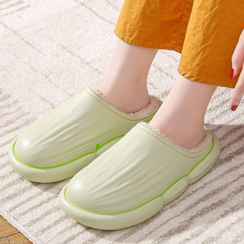 Autumn Winter Warm House Slippers Waterproof Couples Home Indoor Fuzzy Shoes
