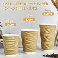 Gobelets en carton ondulé jetables écologiques et recyclables de 8 à 16 oz avec couvercles pour boissons chaudes, eau minérale et énergisantes – Vente en gros