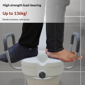 <span class=keywords><strong>Rehausseur</strong></span> <span class=keywords><strong>de</strong></span> siège <span class=keywords><strong>de</strong></span> <span class=keywords><strong>toilette</strong></span> avec barres d'appui, siège <span class=keywords><strong>de</strong></span> <span class=keywords><strong>toilette</strong></span> surélevé portable pour adultes et personnes âgées, aide à la sécurité dans la salle <span class=keywords><strong>de</strong></span> bain antidérapante, léger - Product Image 5