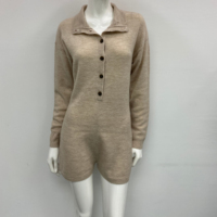 Ensemble de deux pièces en tricot élégant en laine pour femmes, pull long boutonné uni pour l'hiver