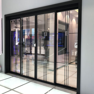 Hợp kim nhôm 3-Track mềm đóng cửa kính trượt cửa nhà bếp hệ thống cửa sổ mặt tiền dân cư cho căn hộ sử dụng sợi thủy tinh - Product Image 1
