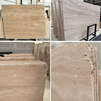 Carreaux de marbre poli en pierre de travertin naturel beige italien pour une utilisation intérieure pour la décoration de table à manger, de cuisine et de salon