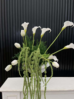 Desain Baru Bunga Tulip Calla Lily Sutra Putih Hijau Buatan untuk Dekorasi Pernikahan Berkualitas Tinggi Tahan Lama QSLH