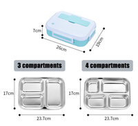 Boîte à lunch isotherme à trois niveaux en acier inoxydable 304 sans BPA, conteneur bento de 1 à 3 L, étanche, compatible micro-ondes, pour enfants