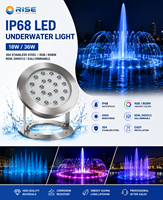 Buse de fontaine LED submersible en acier inoxydable IP68 étanche basse tension 24V 300mm RGBW pour éclairage paysager de piscine sous-marin