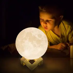 Decoración personalizada barato precio competitivo RGB CAMBIO DE Color LED 3D Decoración de mesa Hada Luna lámpara de luz nocturna para niños