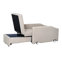 Canapé-lit convertible monoplace blanc, marron, noir avec caractéristiques hospitalières, pliable, extensible, en cuir de qualité médicale