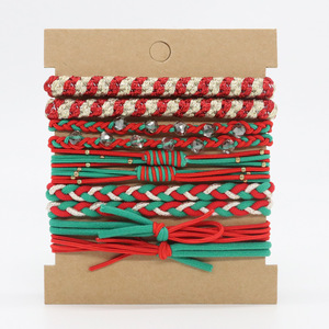 Bandas de goma tejidas a mano de Navidad para mujer, diademas Retro, pulsera de cuerda para el pelo para mujer - Product Image 3
