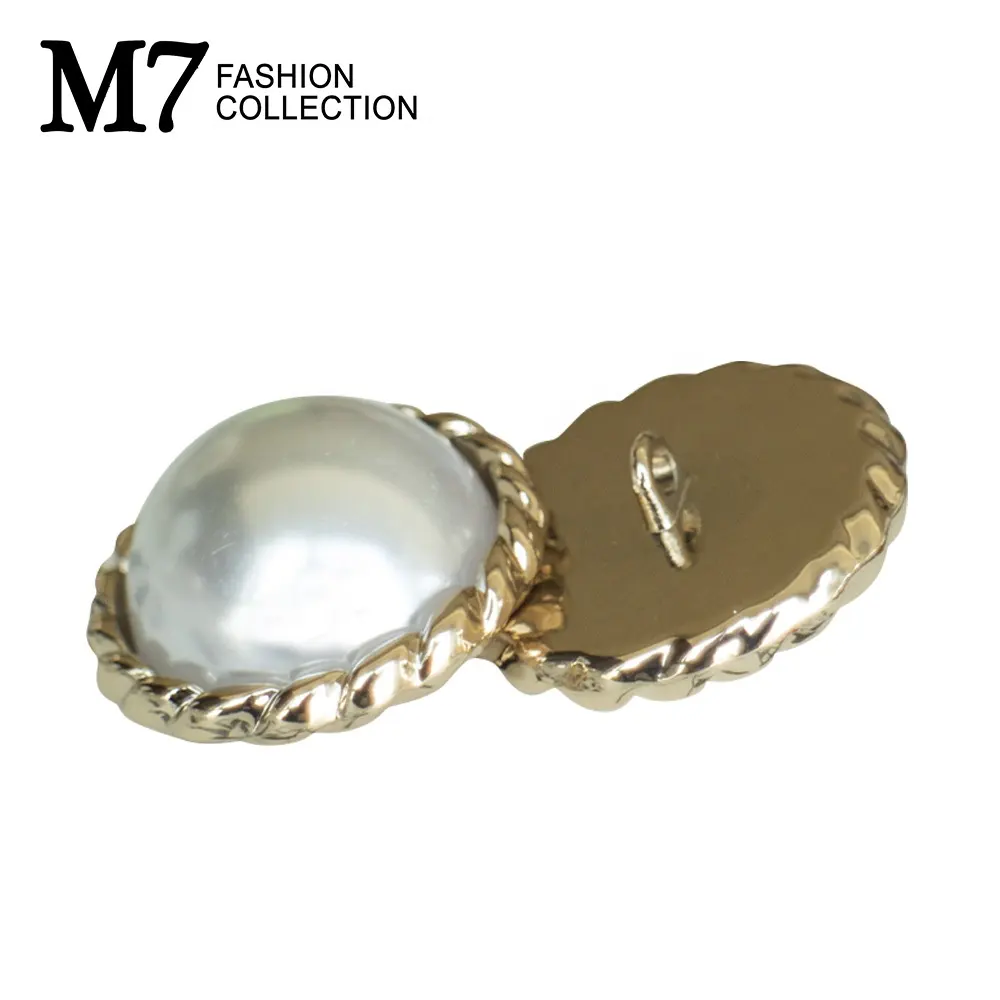 MS31166 wholesale Vintage decorative custom metal pearl stone button shank round custom zinc alloy suit buttons for clothing