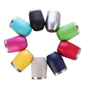 Gobelet à vin isotherme QX promotionnel 12oz en acier inoxydable à double paroi, revêtement poudré écologique, avec couvercle 304, idéal pour cadeau, utilisation extérieure, chaud/froid - Product Image 1