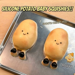 Jouet sensoriel souple en TPR fait main en forme de pomme de terre, dessin animé, pour bébé, anti-stress, à presser, vente en gros - Product Image 1