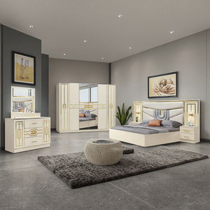 Ensemble <span class=keywords><strong>de</strong></span> meubles <span class=keywords><strong>de</strong></span> chambre d'hôtel modernes en MDF DA VINI – <span class=keywords><strong>Lit</strong></span> double (1,8 m), tables <span class=keywords><strong>de</strong></span> chevet, coiffeuse, tête <span class=keywords><strong>de</strong></span> <span class=keywords><strong>lit</strong></span> lumineuse et réglable - Product Image 2