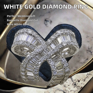 Luxury White Gold Diamond <b>Ring</b> Stonewels Baguette Cut <b>Resizable</b> Women's Wedding Jewelry - Product Image 2