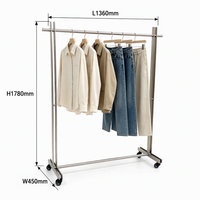 Présentoir de Vêtements Moderne en Acier Inoxydable sur Pied pour Boutiques de Détail – Anti-Rouille – Vente en Gros