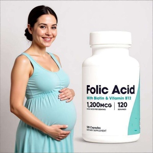 Acide folique avec biotine et vitamine B12 1200 mcg 120 capsules Complément alimentaire Acide folique pour femmes Vitamine B9 et B12 en capsules - Product Image 2