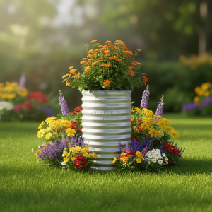 Jardinière en acier peint en poudre argentée 15,7x15,7x26,8 pouces pour pots de fleurs style rustique - Product Image 2