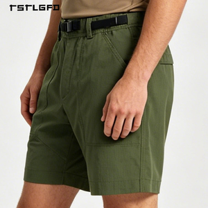 OEM Custom Men's Quick-Dry Cargo Shorts Polyester-Cotton Blend Relaxed Fit <b>Elastic</b> Waist with <b>Belt</b> Loop Summer Outdoor - Product Image 3