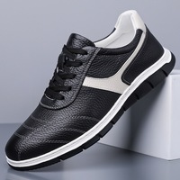 Chaussures décontractées en cuir pour hommes, multicolores, prêtes à être expédiées, à lacets, semelle plate, antidérapantes, respirantes, pour le quotidien, le bureau