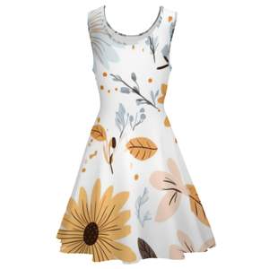 Imagen personalizada Vestido de patinadora sin mangas con adornos florales para mujer Dobladillo ancho Cuello cuadrado Empire Party-Style Disponible XS Large Floor-Length - Product Image 6