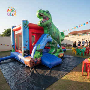 Château Gonflable Commercial Dinosaure Jungle avec Toboggan, Combo T-Rex Jumping Castle pour <span class=keywords><strong>Location</strong></span> Fêtes Garçons - Product Image 2