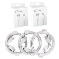 Câble de charge rapide USB C vers USB C en nylon tressé 60W 1M 3FT, fils de chargeur Type C pour téléphones mobiles 15 16 PRO MAX dans une boîte en papier
