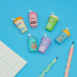 Ensemble de gommes 3D à la mode, fabrication personnalisée, vente chaude, gommes à crayon créatives en forme de tasse à bulles, 6 pièces/paquet, gommes colorées pour enfants - Product Image 3