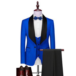 Của nam giới (áo khoác + vest + quần) phù hợp với đám cưới trắng Jacquard Đen Satin Cổ áo <span class=keywords><strong>TUXEDO</strong></span> 3 pcs chú rể terno phù hợp với cho nam giới - Product Image 6