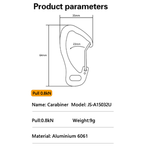 Bán buôn tùy chỉnh nhỏ nhỏ Anodized nhôm 6061 Carabiner móc Keychain an toàn khóa Clip 0.8kn phá vỡ tải leo núi - Product Image 2