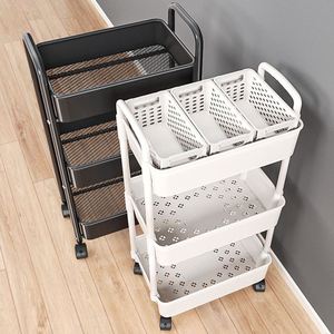 Carrito de almacenamiento de varios niveles con cestas para cocina, baño, dormitorio, carrito móvil blanco y negro para refrigerios, papelería y alimentos - Product Image 2